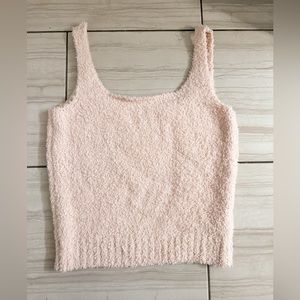 SKIMS Cozy Knit Fuzzy Dusty Pink Tank Top